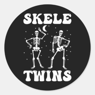 Sticker Rond Twins Halloween jumeaux Skeletwins Dansant Drôle