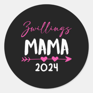 Sticker Rond Twins Mom 2024 Maman-to-be 2024 Attentive Twin Mom
