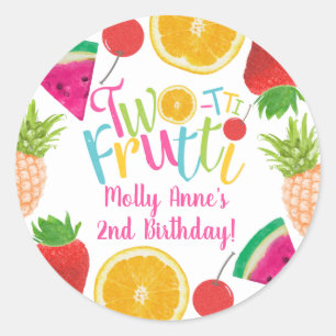 Sticker Rond TWO-tti Frutti Tutti Frutti Fille 2e anniversaire