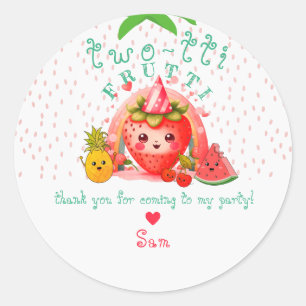 Sticker Rond TWOTTI Tutti Frutti Fruits d'été Enfants 2e annive
