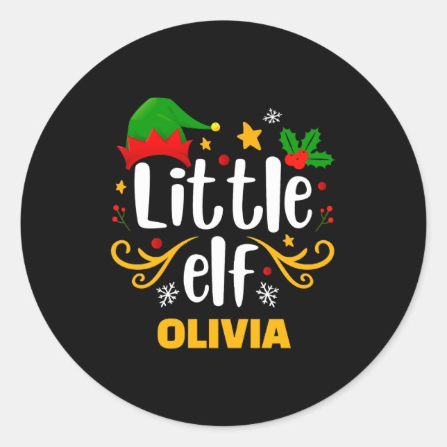 Sticker Rond Tygraphy Little Elf Fun Family Matching  (Devant)