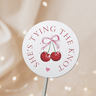 Sticker Rond Tying Knot Chic Modern Cherry Fête des mariées