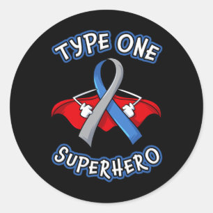 Sticker Rond Type 1 Diabète Superhéros Cadeau de sensibilisatio