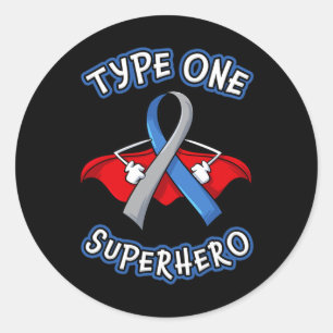 Sticker Rond Type 1 Diabète Superhéros Cadeau de sensibilisatio