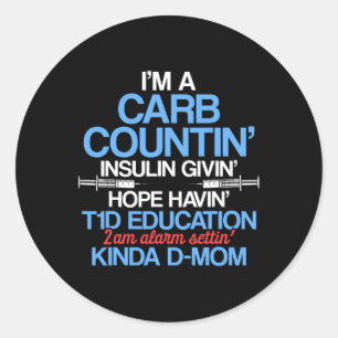 Sticker Rond Type 1 Sensibilisation au diabète Maman T1D Guerri