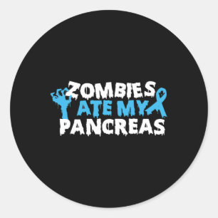 Sticker Rond Type 1 Sensibilisation au diabète Zombies Mat Mes