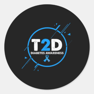 Sticker Rond Type 2 Sensibilisation au diabète Vintage Diabète