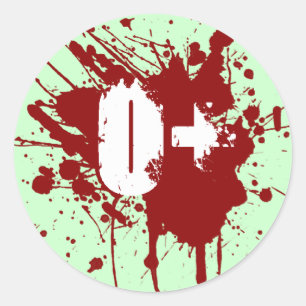 Sticker Rond Type de sang O positif Donneur de vampire et de zo