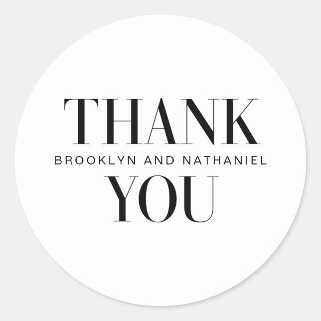 Sticker Rond Type moderne Merci Mariage en gras (Devant)