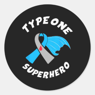 Sticker Rond Type Un Superhéros Type 1 Sensibilisation au diabè