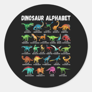 Sticker Rond Types De Dinosaures Alphabet A-z Abc Dino Identiqu