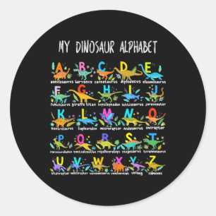 Sticker Rond Types de dinosaures Alphabet Abc Byck À l'école St