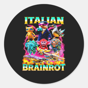Sticker Rond Types de personnage de mème de cerveau italien des