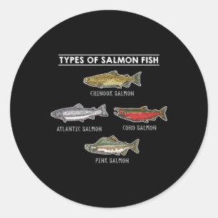 Sticker Rond Types De Poissons Saumons Pour La Pêche Saumon