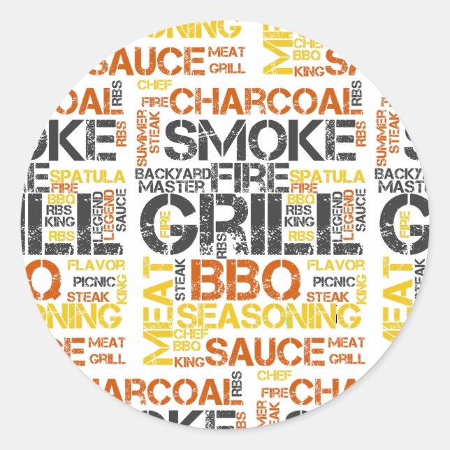 Sticker Rond Typographie BBQ Maître du Grill (Devant)