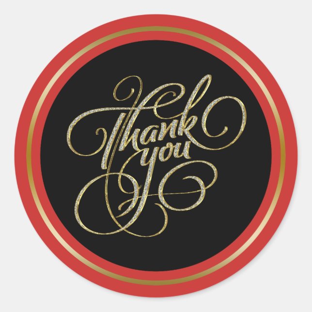 Sticker Rond Typographie Black & RedFrame ThankYou (Devant)