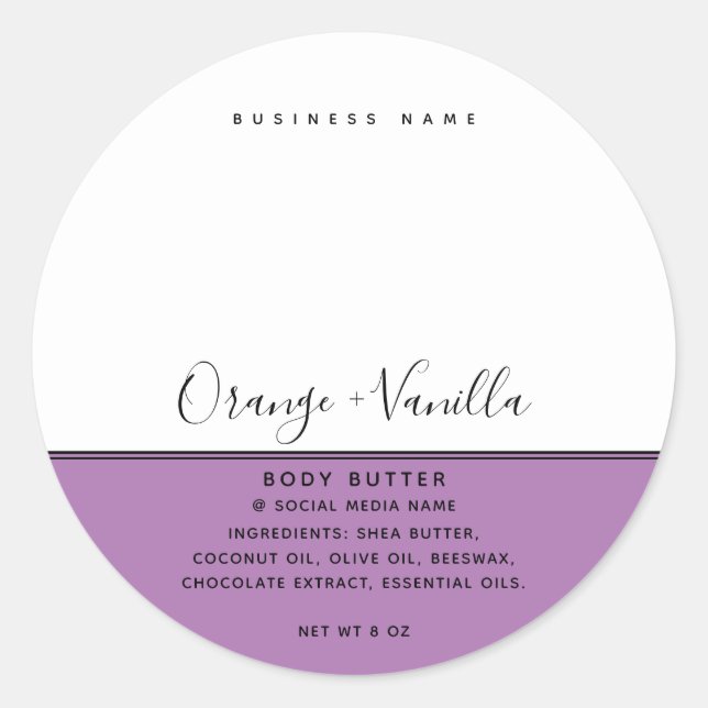 Sticker Rond Typographie blanche de luxe moderne simple de prod (Devant)