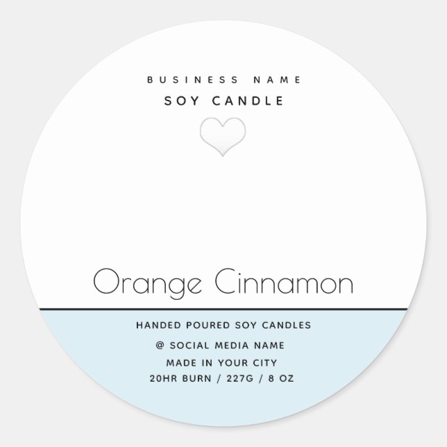 Sticker Rond Typographie blanche simple moderne cœur bougie cl (Devant)