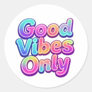 Sticker Rond Typographie Colorée Cadeau Bonne Vibration Uniquem