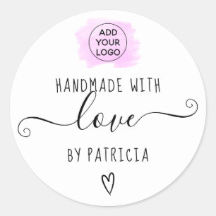 Sticker Rond Typographie d'amour artisanale pinceau violet