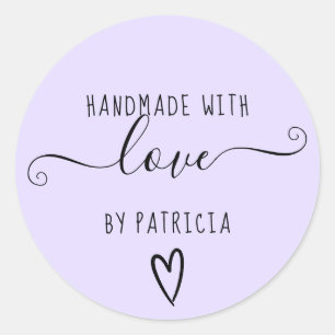 Sticker Rond Typographie d'amour minimaliste violet