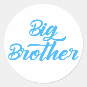 Sticker Rond Typographie de frère Blue Big Brother
