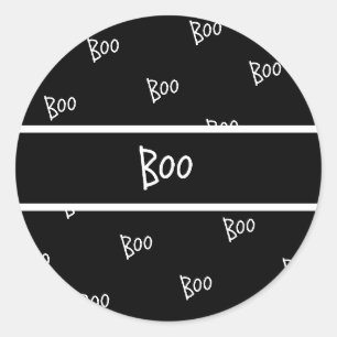 Sticker Rond Typographie de Halloween boo noir et blanc