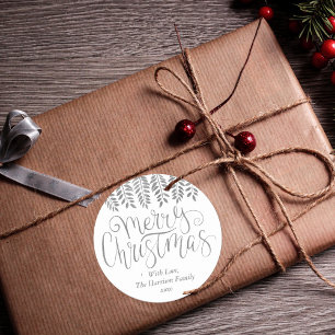 Sticker Rond Typographie de l'effet d'huile d'argent Joyeux Noë