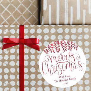 Sticker Rond Typographie de l'effet Rouge Joyeux Noël