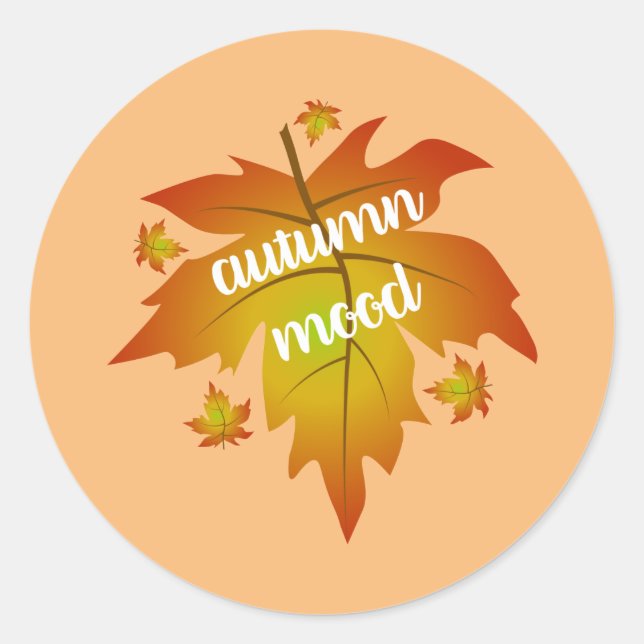 Sticker Rond Typographie de l'humeur d'automne feuille d'érable (Devant)