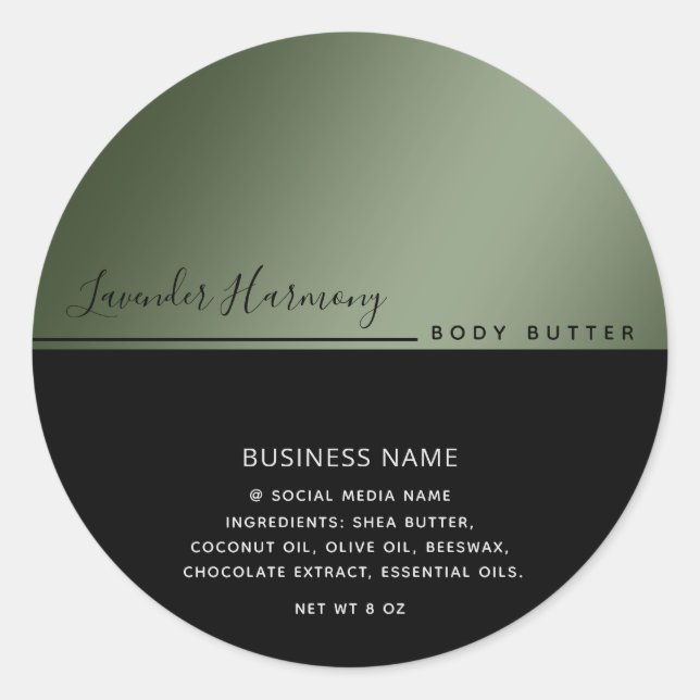 Sticker Rond Typographie de luxe moderne simple noir produit cl (Devant)