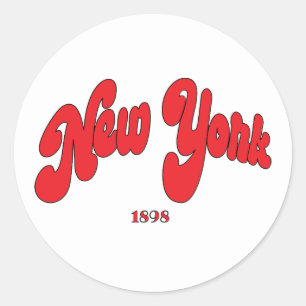Sticker Rond Typographie de New-York Noir-Gris
