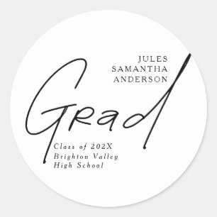 Sticker Rond Typographie de script de grade moderne Diplômé
