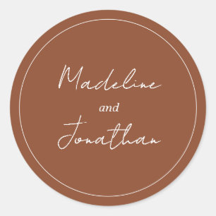 Sticker Rond Typographie de script manuscrit en terracotta uni
