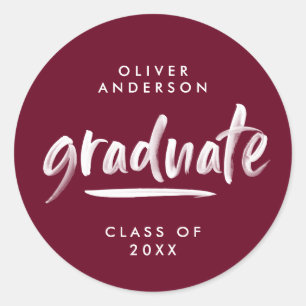 Sticker Rond Typographie de script moderne burgundy graduation