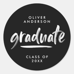 Sticker Rond Typographie de script moderne graduation noire
