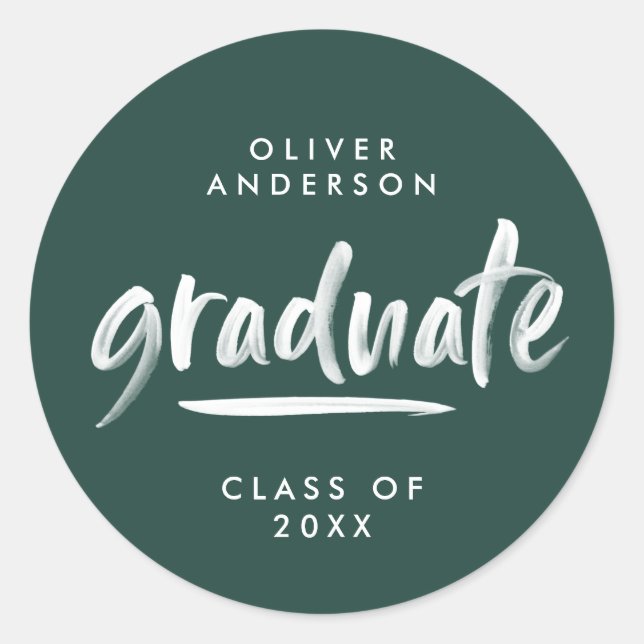Sticker Rond Typographie de script moderne graduation verte (Devant)