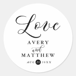 Sticker Rond Typographie de script simple   Aimer Favor