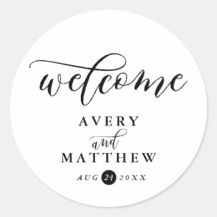 Sticker Rond Typographie de script simple   Mariage de bienvenu