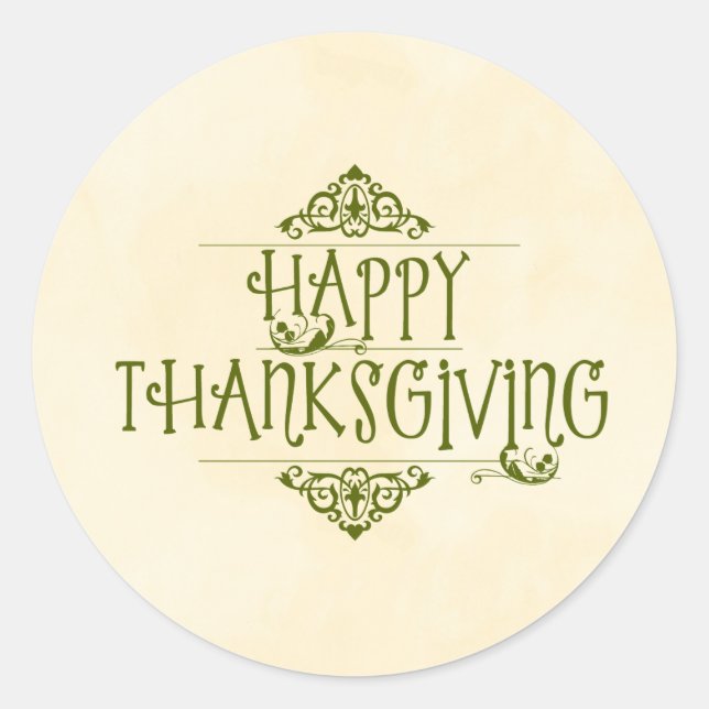 Sticker Rond Typographie décorative bon thanksgiving (Devant)