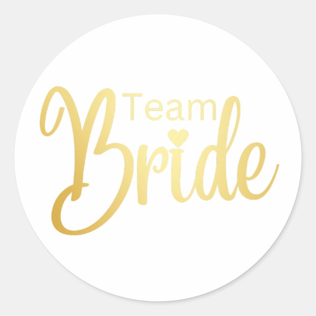 Sticker Rond Typographie dorée Team Bride (Devant)