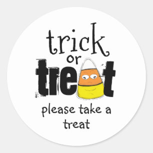 Sticker Rond Typographie du Corn de bonbons Halloween Trick ou 