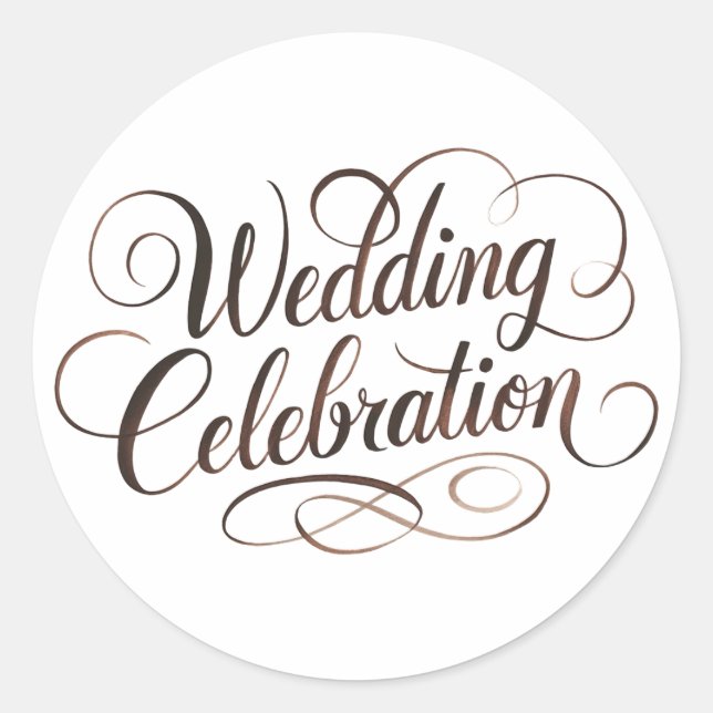 Sticker Rond Typographie du Mariage Mocha Mousse (Devant)