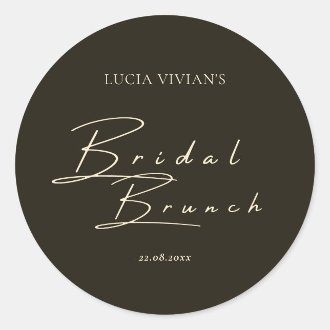 Sticker Rond Typographie et calligraphie vert foncé moderne (Devant)