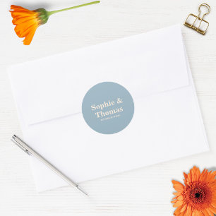 Sticker Rond Typographie Gras Moderne Mariage Bleu Poussiéreux