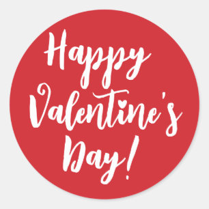 Sticker Rond typographie Heureuse Sainte-Valentin rouge moderne