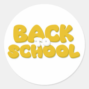 Sticker Rond Typographie jolie bulle jaune de retour à l'école