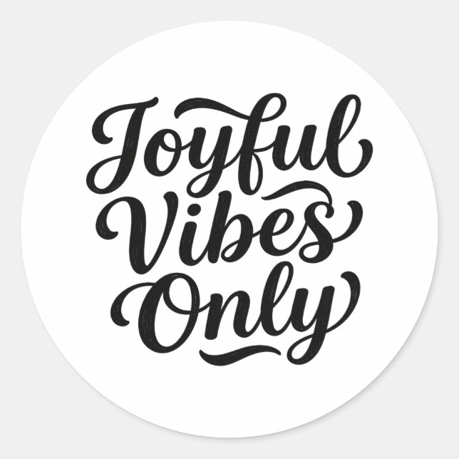 Sticker Rond Typographie Joyeuses Vibrations (Devant)