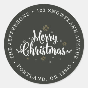 Sticker Rond Typographie Joyeux Noël noir et blanc