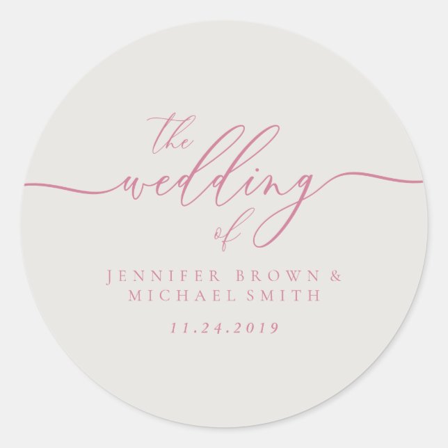 Sticker Rond Typographie Mariage en ivoire rose (Devant)